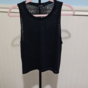 Zobha Black Leopard Sheer Tank Top